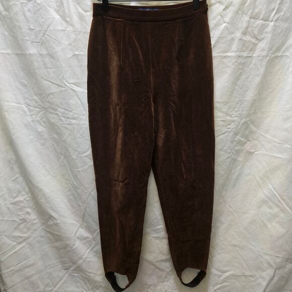 Vintage Ralph Lauren brown velvet stirrups equestrian pants size 8 - Picture 1 of 11